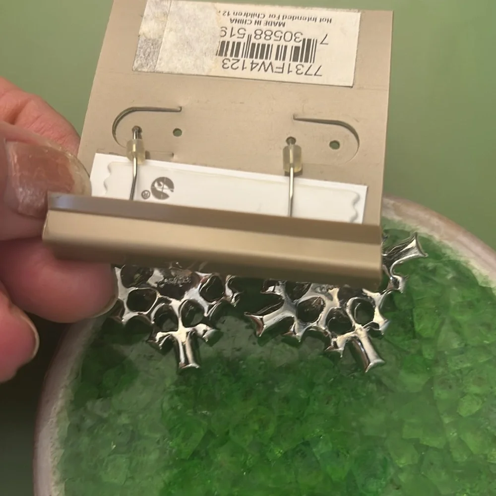 Large Crystal Cluster Drop Earrings - silver
